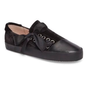 Avec Les Filles Black Satin Ribbon Sneakers